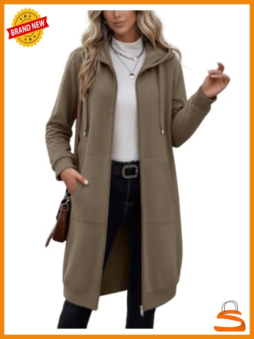 Women's Oversized Long Fleece Zip Up Hoodie Hooded Sweatshirt
